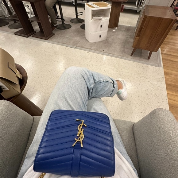 YSL Blue Quilted Crossbody Bag - Picture 1 of 4